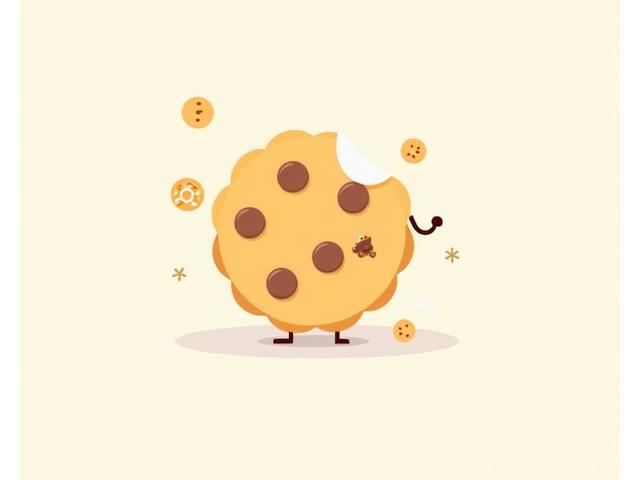 Illustration d'un grand cookie stylisé avec des icônes d'engrenages et de boucliers autour, symbolisant le contrôle et la gestion