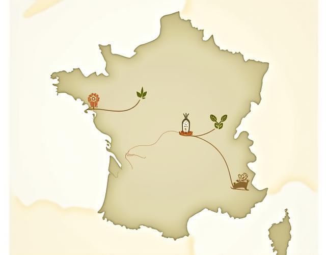 Carte stylisée de l'Île-de-France avec des points lumineux indiquant des fermes agricoles, des vergers et des fromagers. Des icônes de produits frais sont dispersées sur la carte.